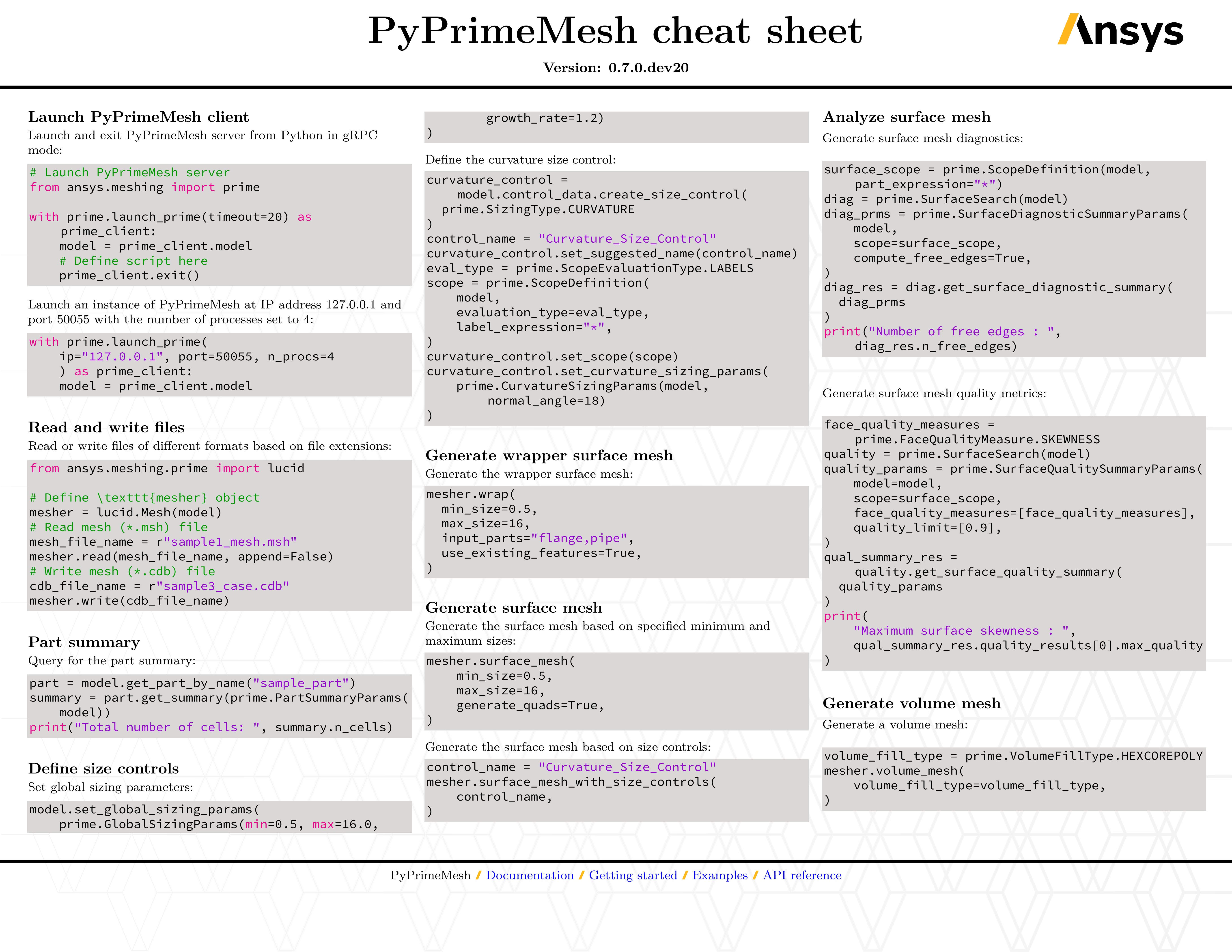 PyPrimeMesh cheat sheet